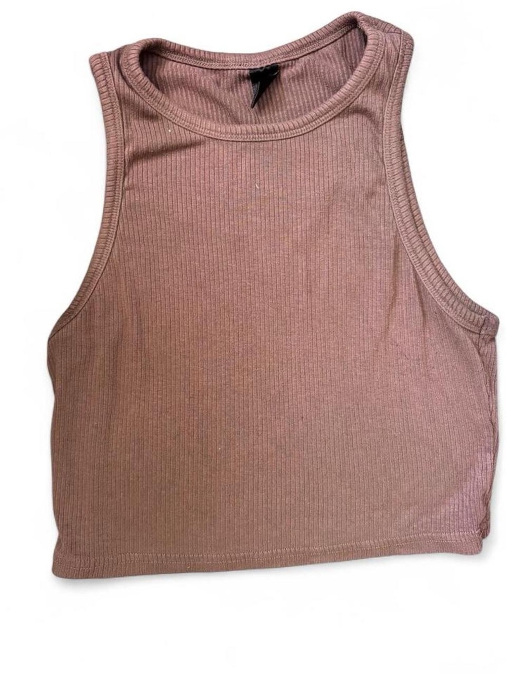 Ribbed Mocha Brown Cropped Tank Top | Y2K Fitted Sleeveless Basic Cami